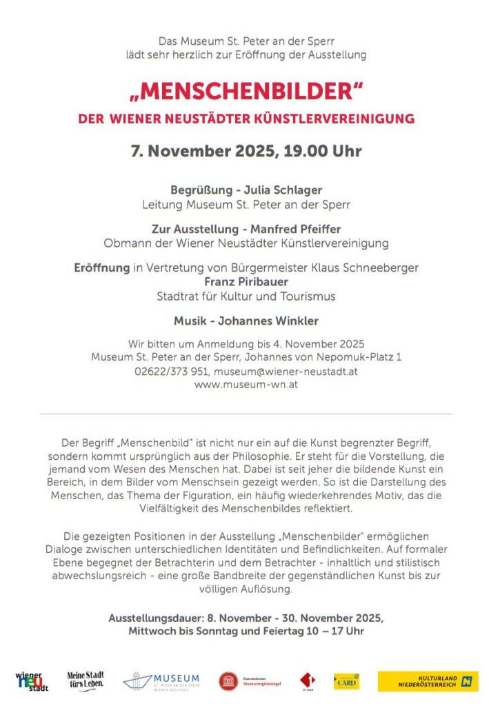 Einladung zur Jahresausstellung der WNKV 2025, Museum St.Peter an der Sperr