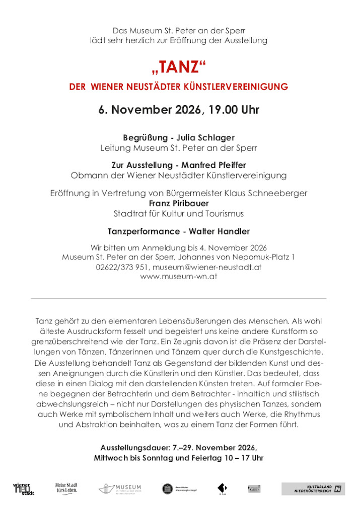 Einladung zur Vernissage Tanz, St.Peter an der Sperr