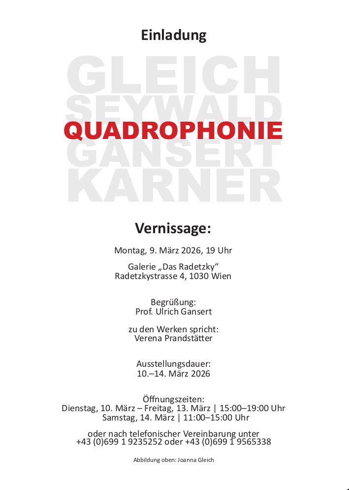 Einladung zur Vernissage von Quadrophonie, Wien